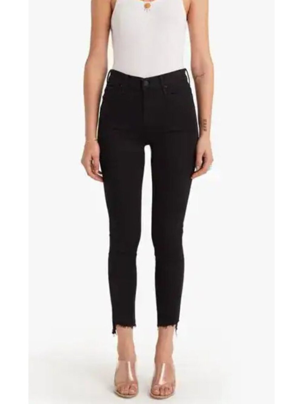 MOTHER The Stunner Zip Ankle Fray Not Guilty Black Size 28